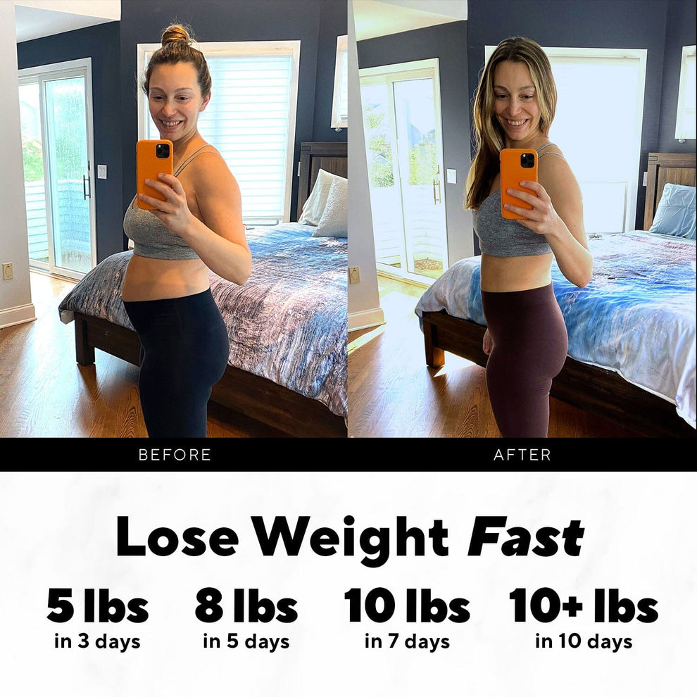 Before and After image, lose 5 lbs in 3 days