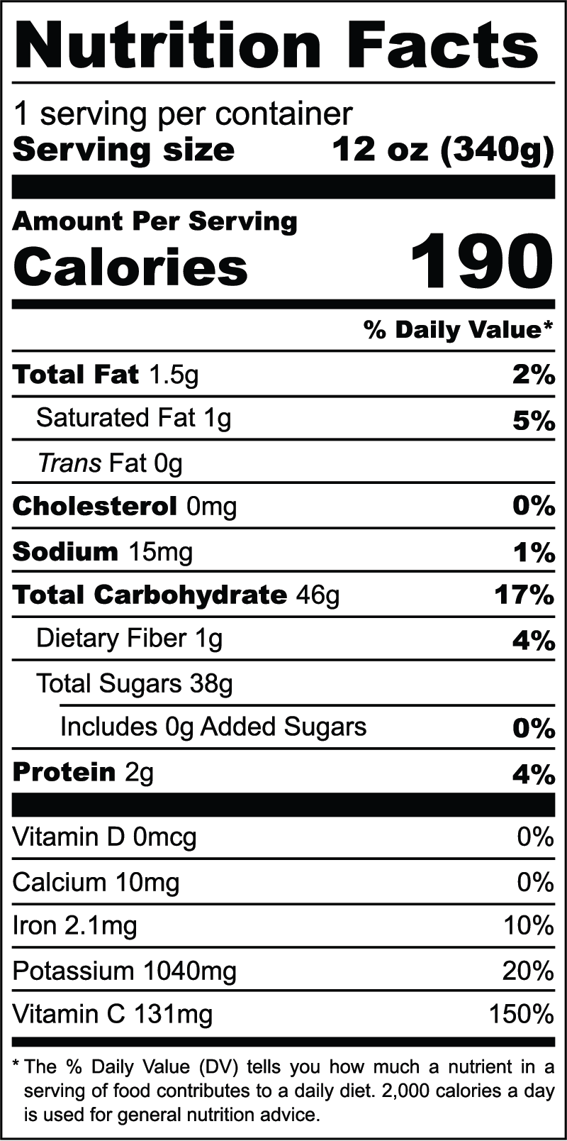 Ginger Turmeric nutrition facts