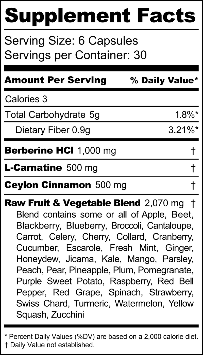 Metabolism Boost Capsules nutrition facts