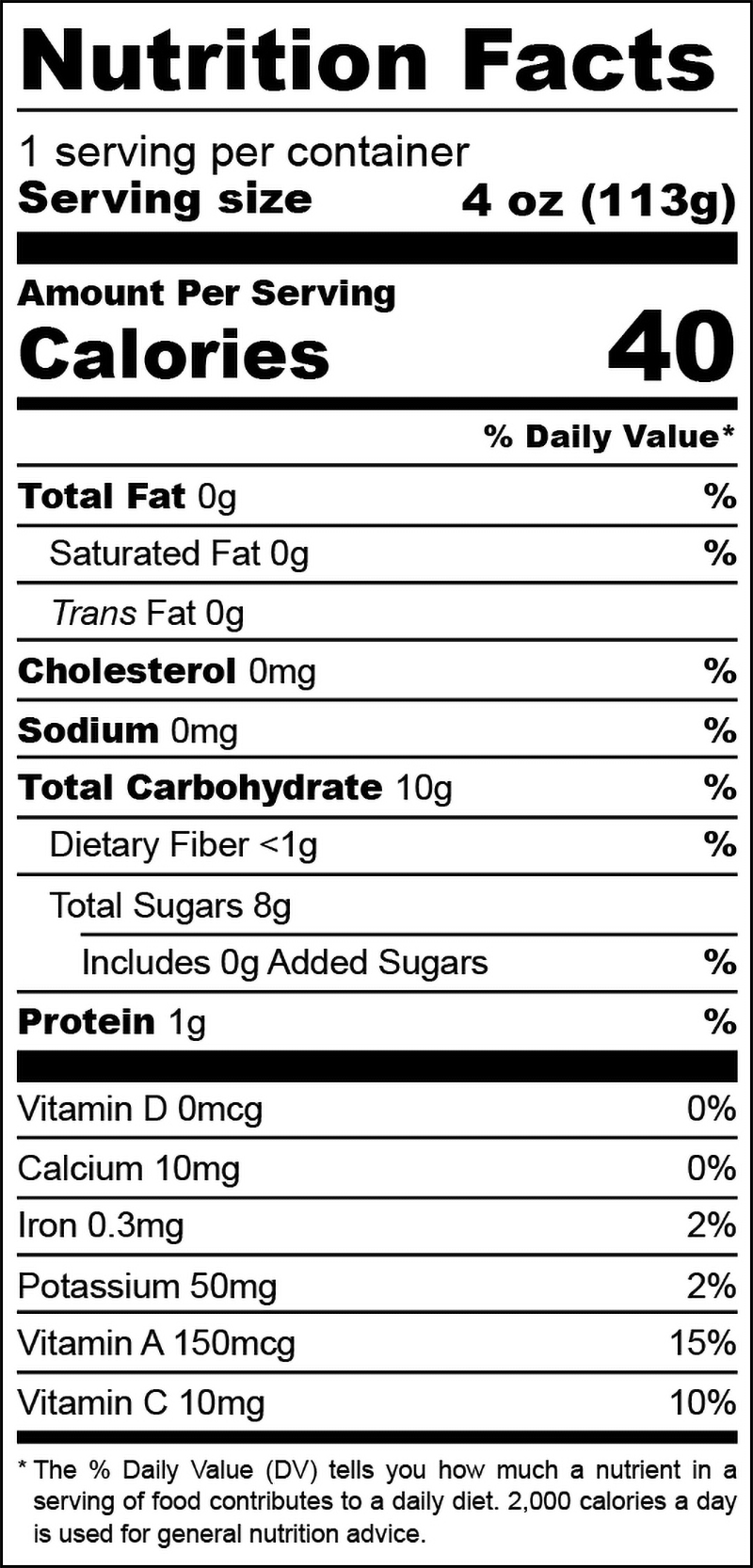 Pink Sipper nutrition facts