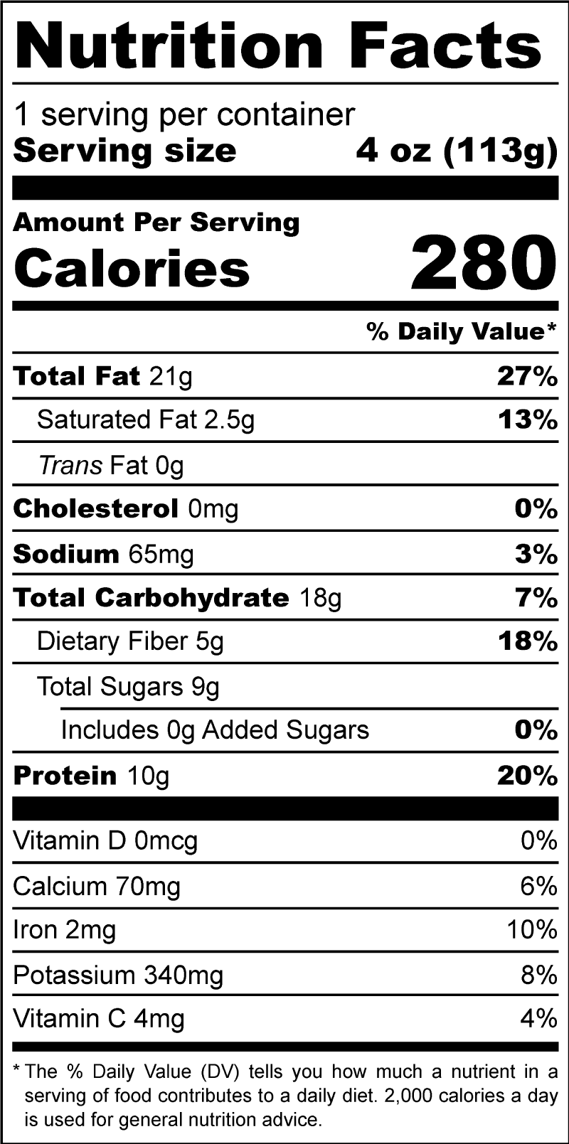 Protein Boost nutrition facts