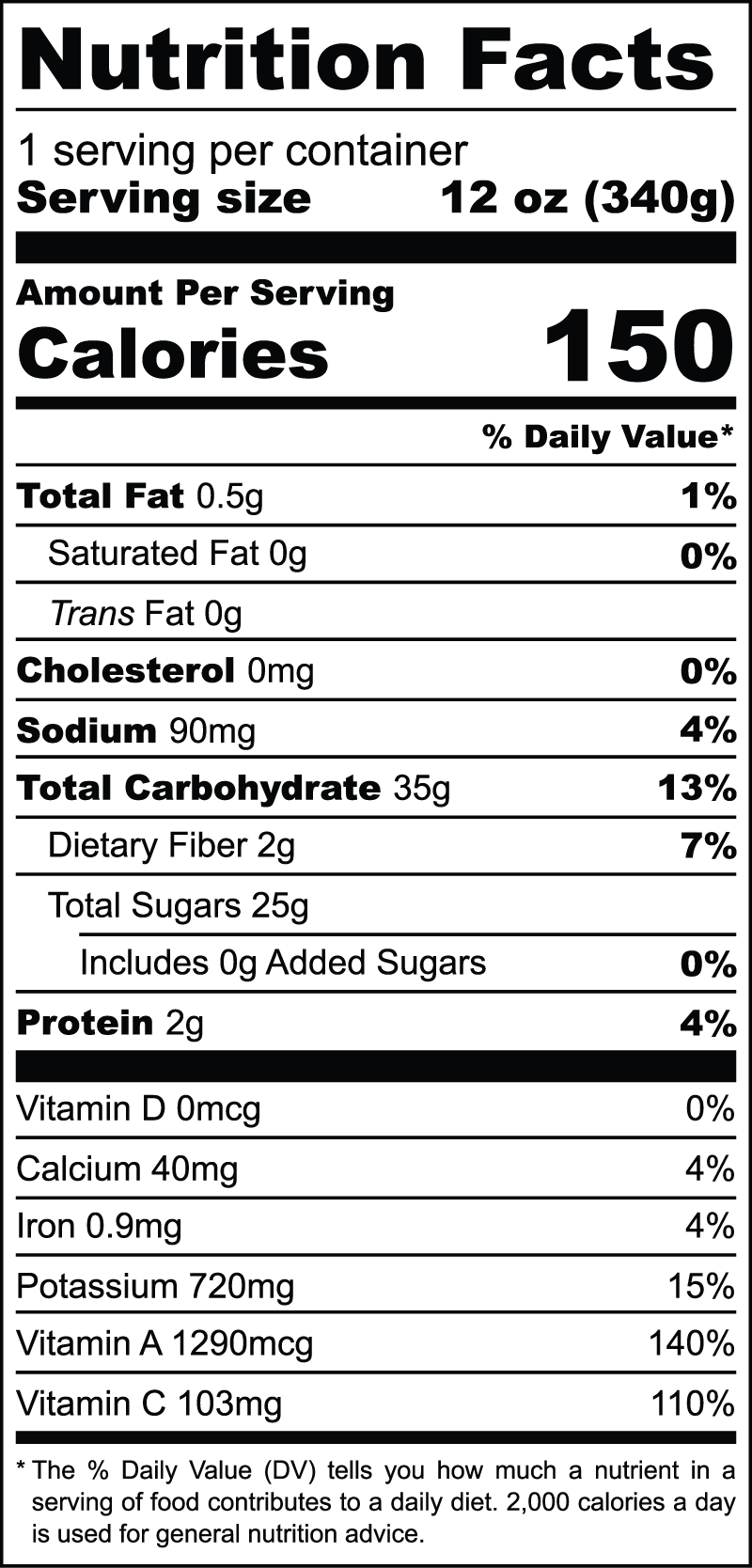 Skin Glow nutrition facts