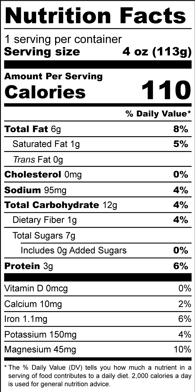 Sleep Boost nutrition facts